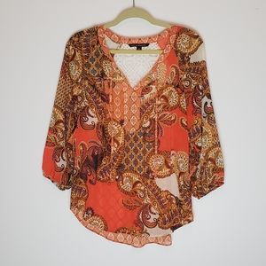 Zac & Rachel Orange Paisley Blouse